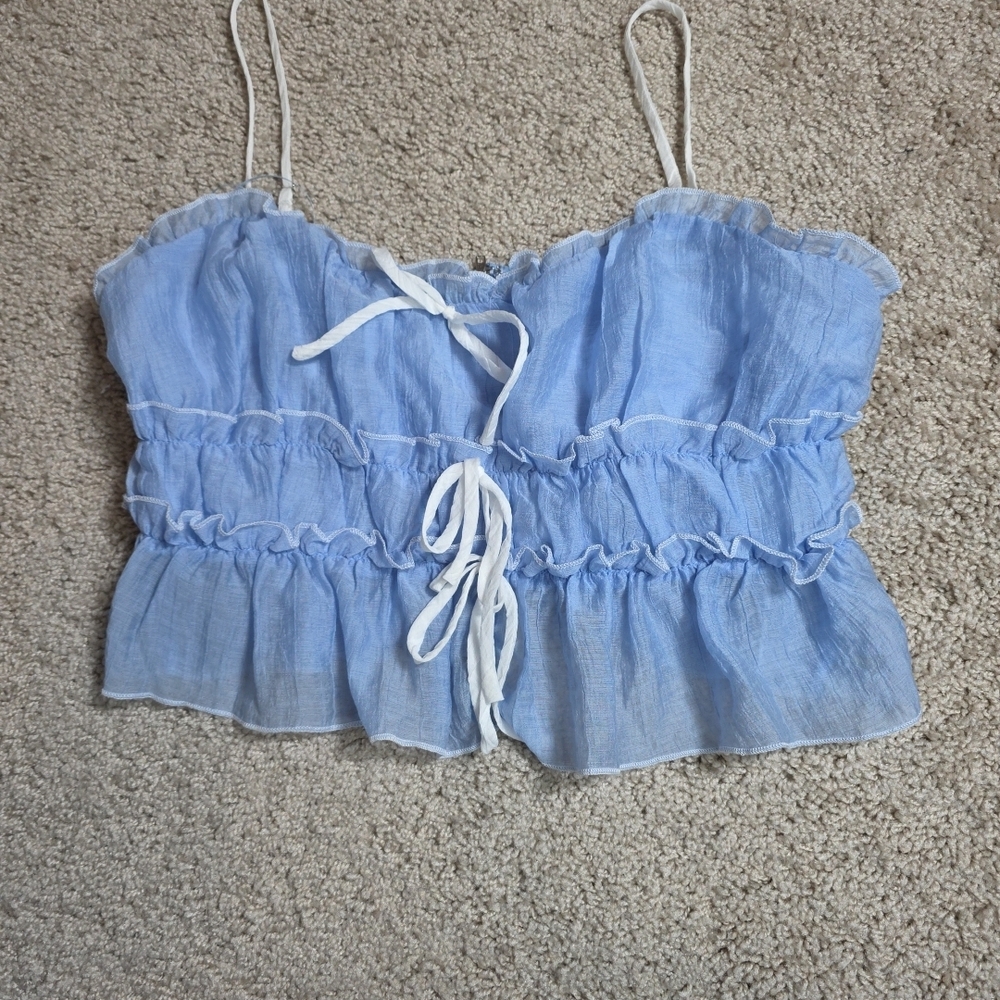12TH TRIBE Light Blue Dahlia Maxi Skirt and Matching Tie Top Size Large - Picture 9 of 13